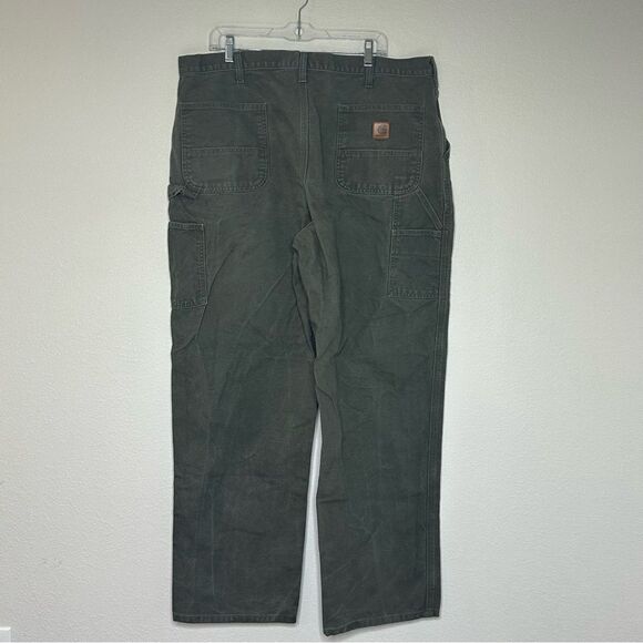 Carhartt Green B11 MOS Duck Canvas Dungaree Fit Carpenter Pants Men's Size 42X34 - Picture 7 of 8